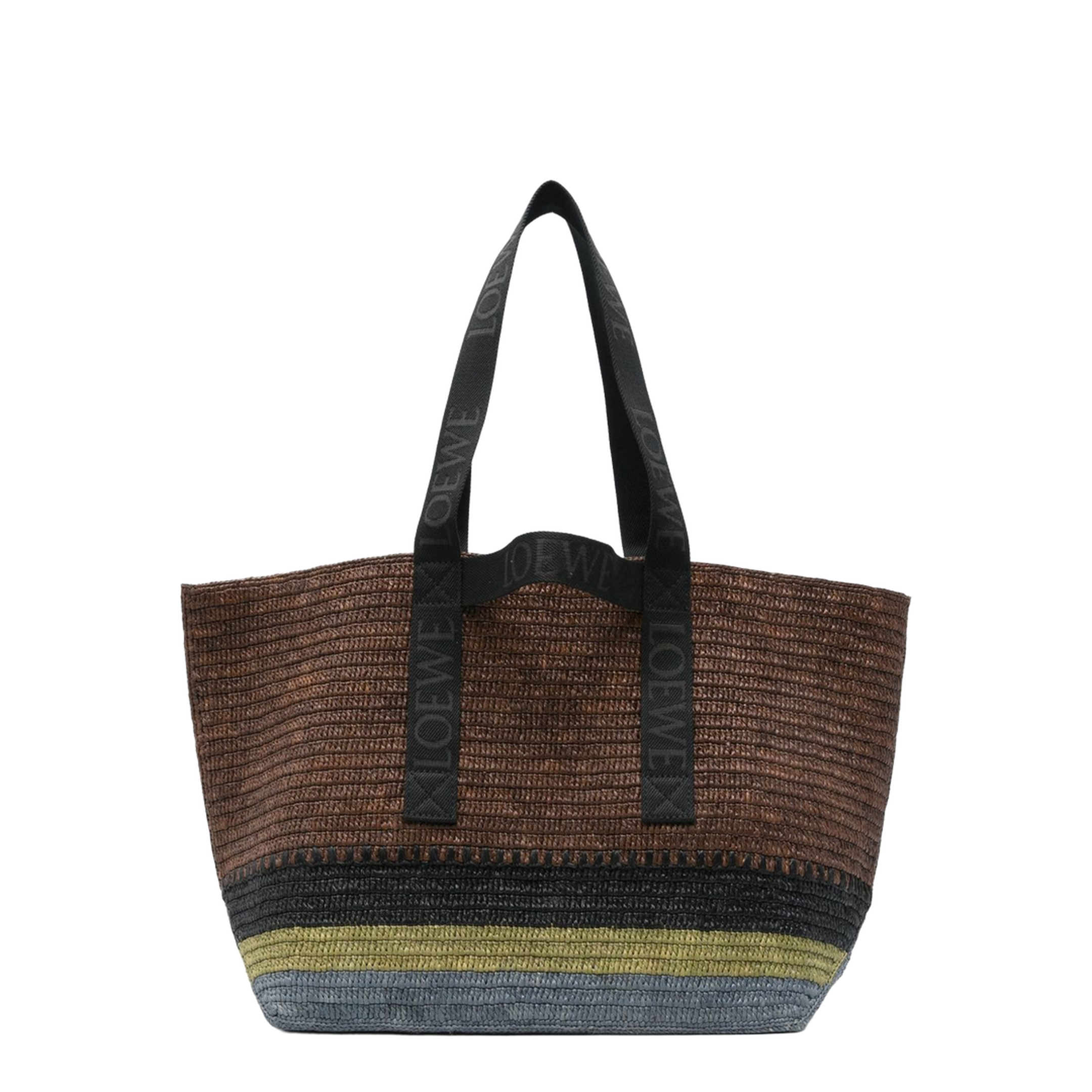 Fold Raffia Tote Bag - Brown - Image 1