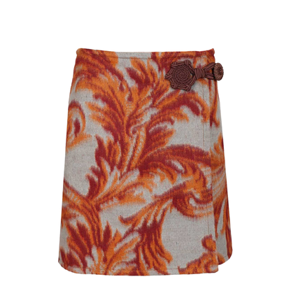 Wool-Blend Mini Skirt with Leafy Motif - Image 1
