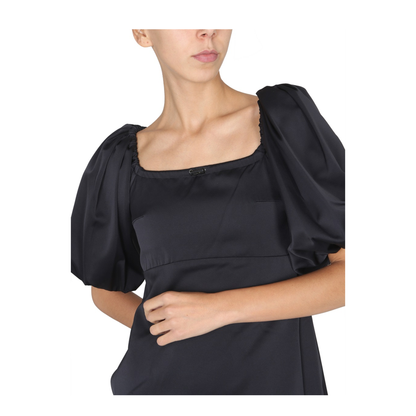 Balloon Sleeve Mini Dress in Recycled Satin - Image 4