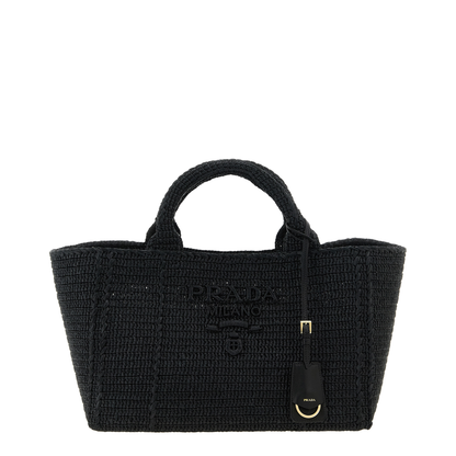 Crochet Large Raffia Tote Bags - Black - Image 1