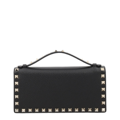 Black Rockstud Leather Wallet With Chain - Image 2