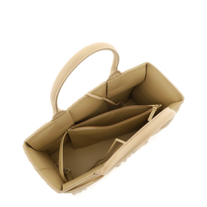 Small Arco Tote Bag In Beige Porridge & M Brass - Image 3