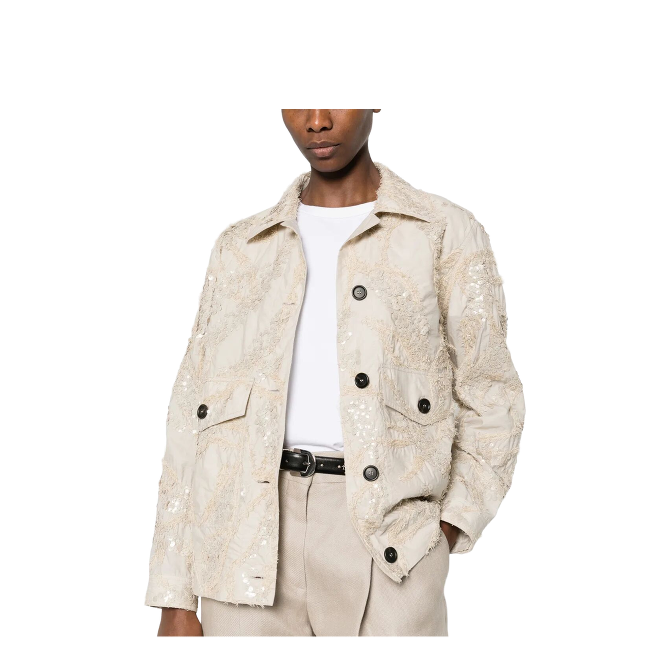 Dazzling Seabed Embroidery Outerwear Jacket in Techno Cotton Poplin - Image 5