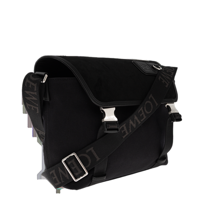 Flex Medium Canvas and Suede Messenger Bag - Black/Dark Gold - Image 3