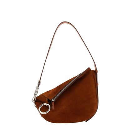 Asymmetric-Design Suede Shoulder Bag - Image 1