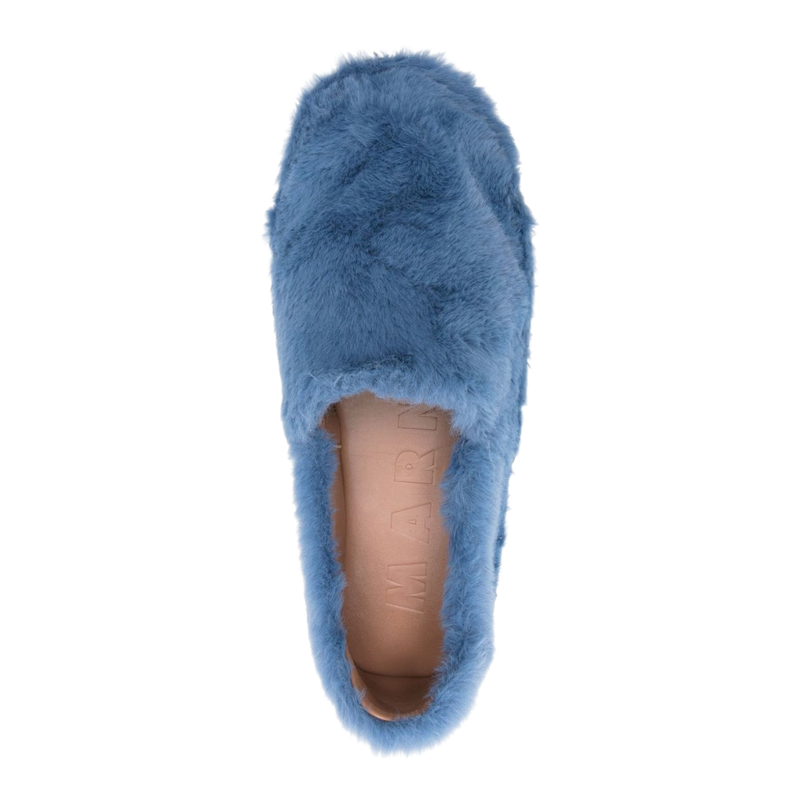 Blue Slip-On Loafer in Faux Fur - Image 4