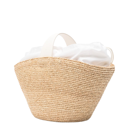 Viv' Skate Raffia Shopping Bag - Natural / White - Image 4