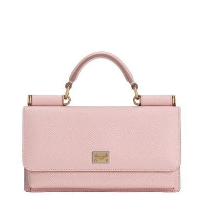 Pink Mini Bag in Dauphine Leather with Logo Tag - Image 1
