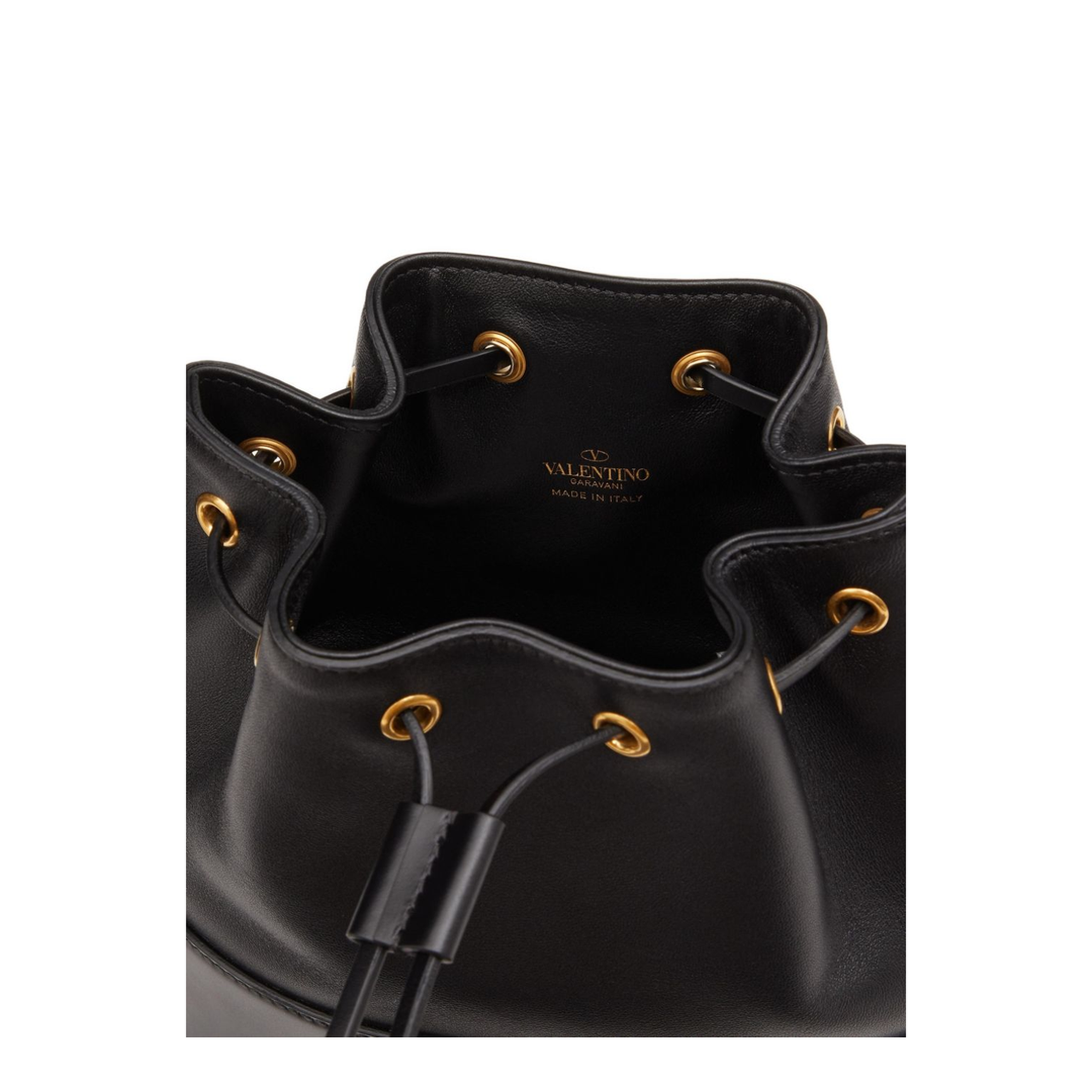VLogo Signature Mini Nappa Leather Bucket Bag - Black - Image 6