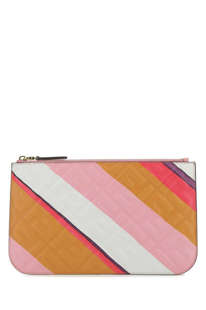 FF Logo Embossed Striped Zipped Wallet GHW - Image 2