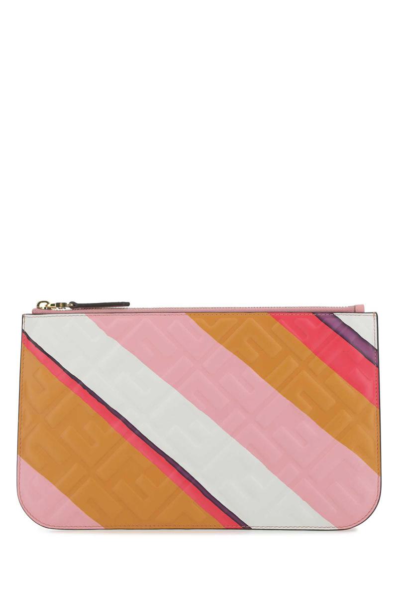 FF Logo Embossed Striped Zipped Wallet GHW - Image 2