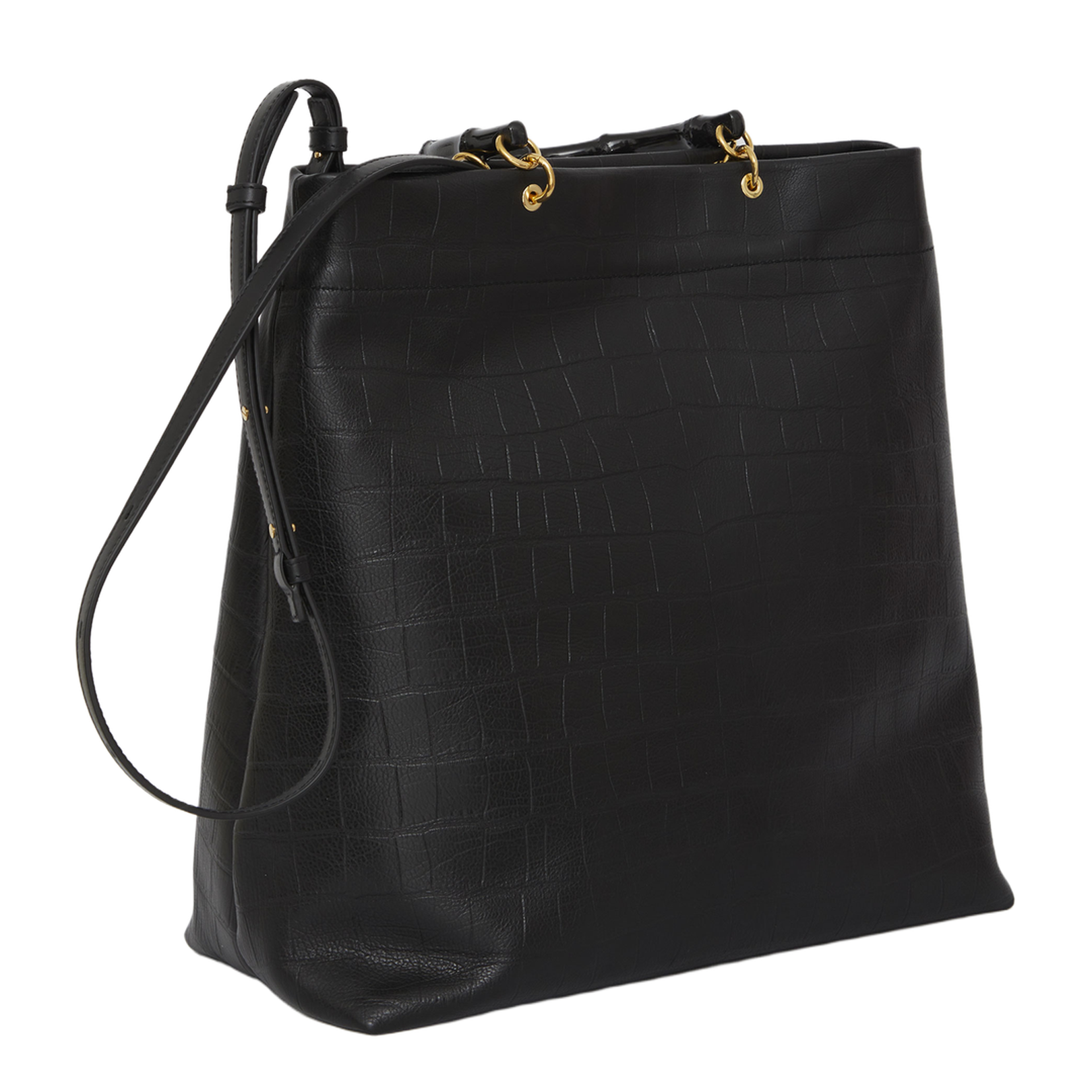 Crocodile Embossed Leather Tote Bag - Image 3