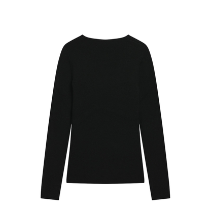 Black Wool-Blend Knit Top - Image 2