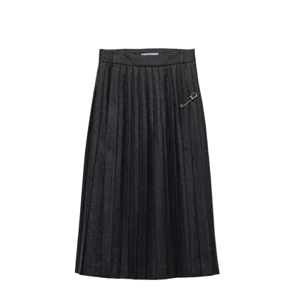 Pleated Wool Flannel Skirt - Image 1