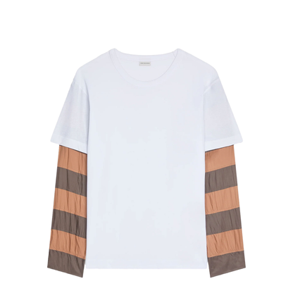 Loose Fit Contrast Striped Sleeves T-Shirt - Image 1