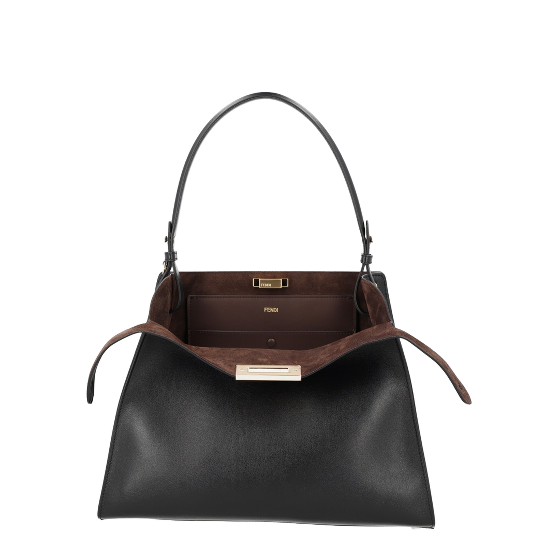Way Medium Calf Leather with Suede Top-Handle Bag - Black / Chocolate - Image 3