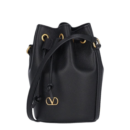 Black Leather Bucket Bag - Image 2