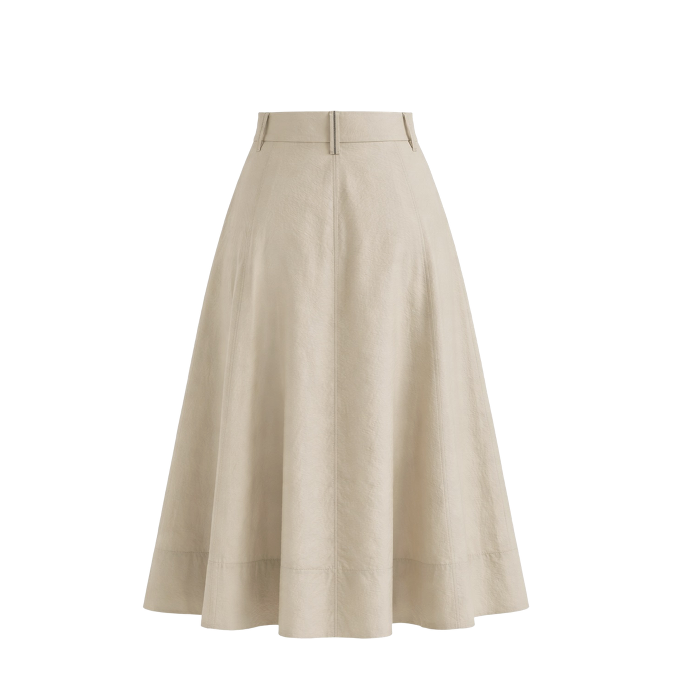 Flared Cotton Skirt Beige - Image 3