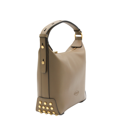Metal Dots Mini Calfskin Shoulder Bag - Dove Grey - Image 3