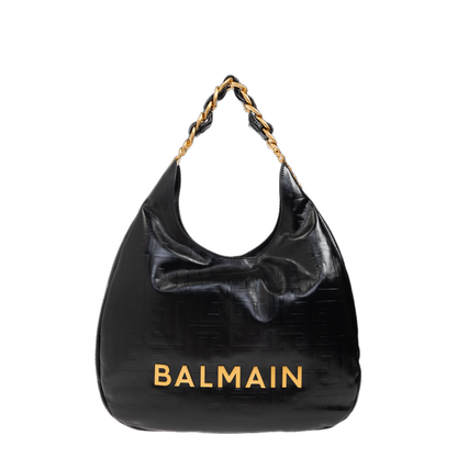 Large Black Calf Leather Bag with Gold Logo - Image 1