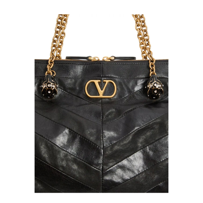 Panthea Shoulder Bag in Nappa Leather with Chevron Pattern - Image 3
