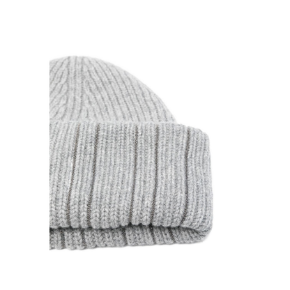 Grey Ribbed Wool Beanie - Image 3