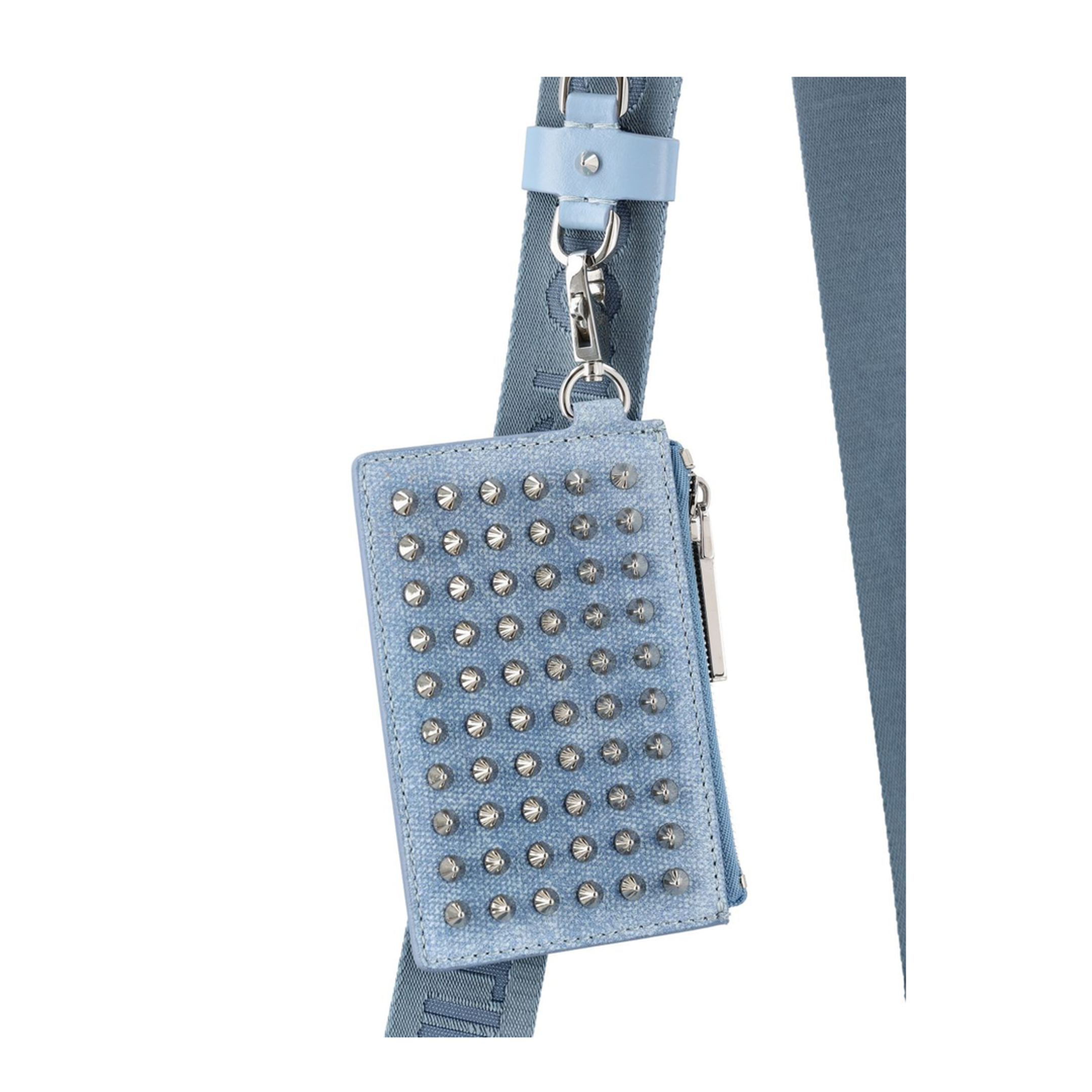 Funky Crosta Calf Leather Canvas Texture Crossbody - Ceruleo / Silver - Image 2