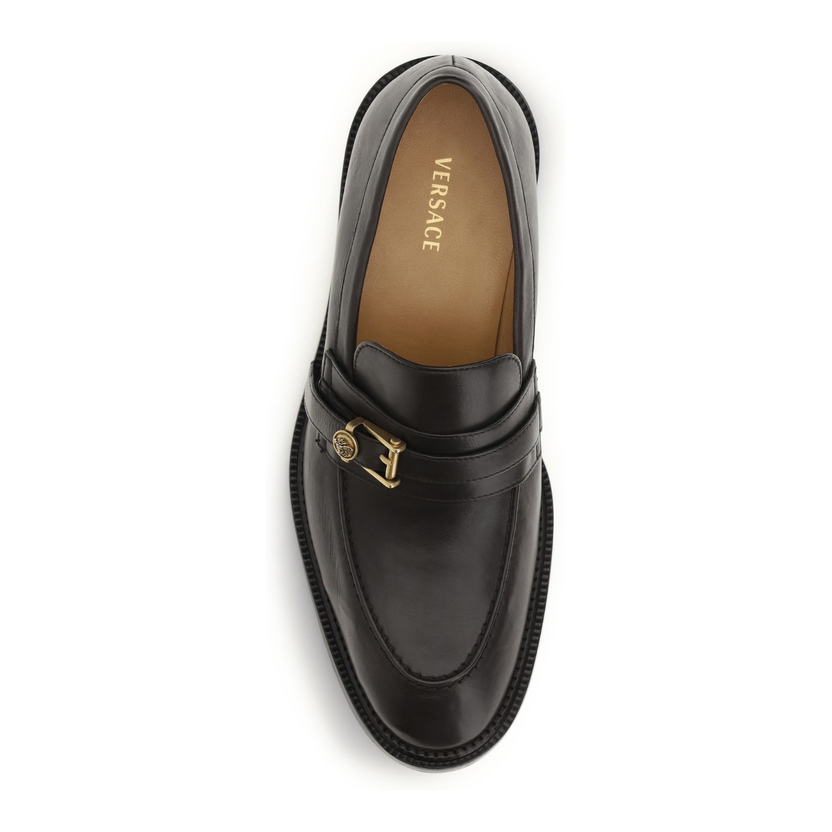 Leather Loafers With Medusa Accessory - Image 4