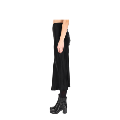 Black Satin Midi Skirt - Image 3