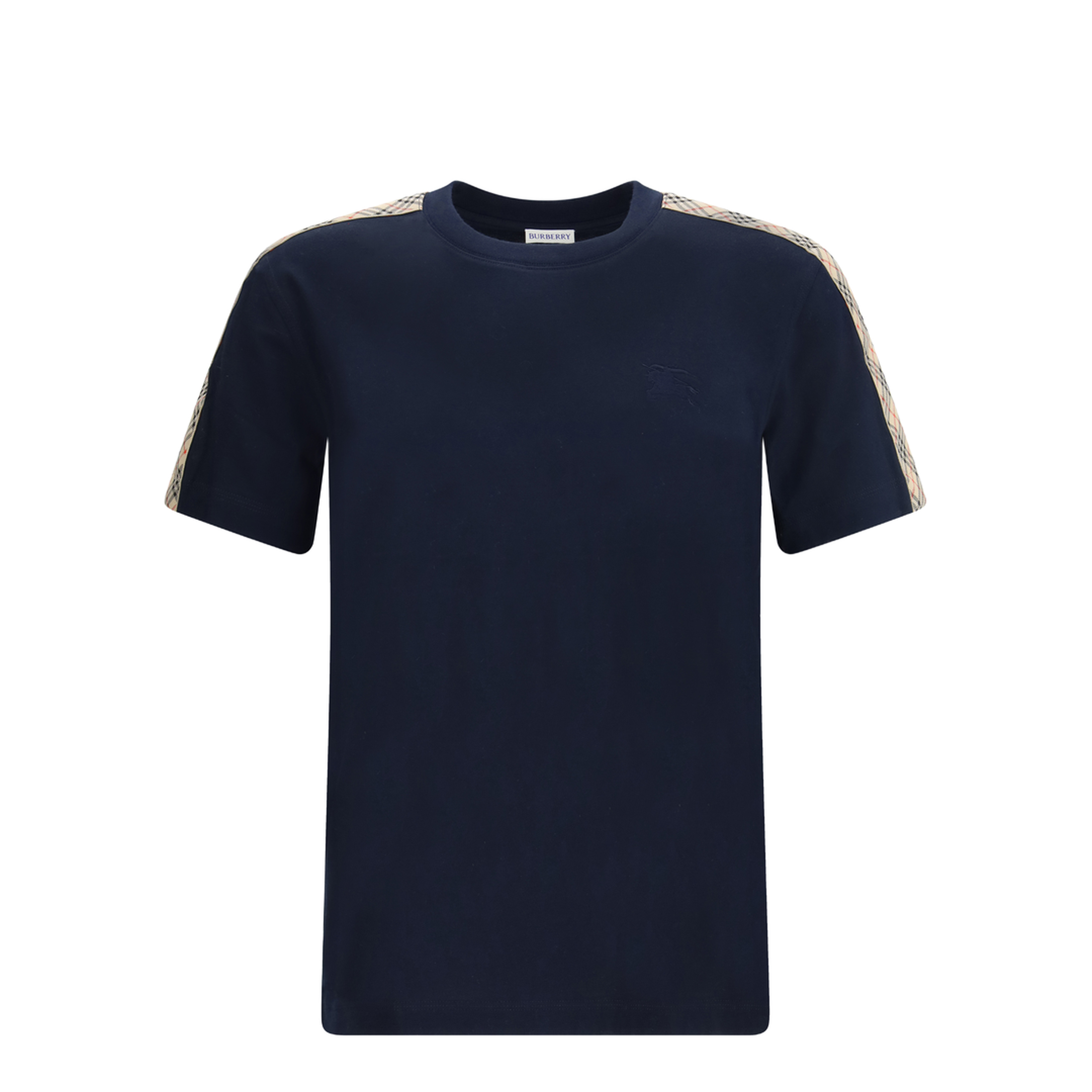 Short-sleeved T-shirt with a single Check stripe on both shoulders - Image 1