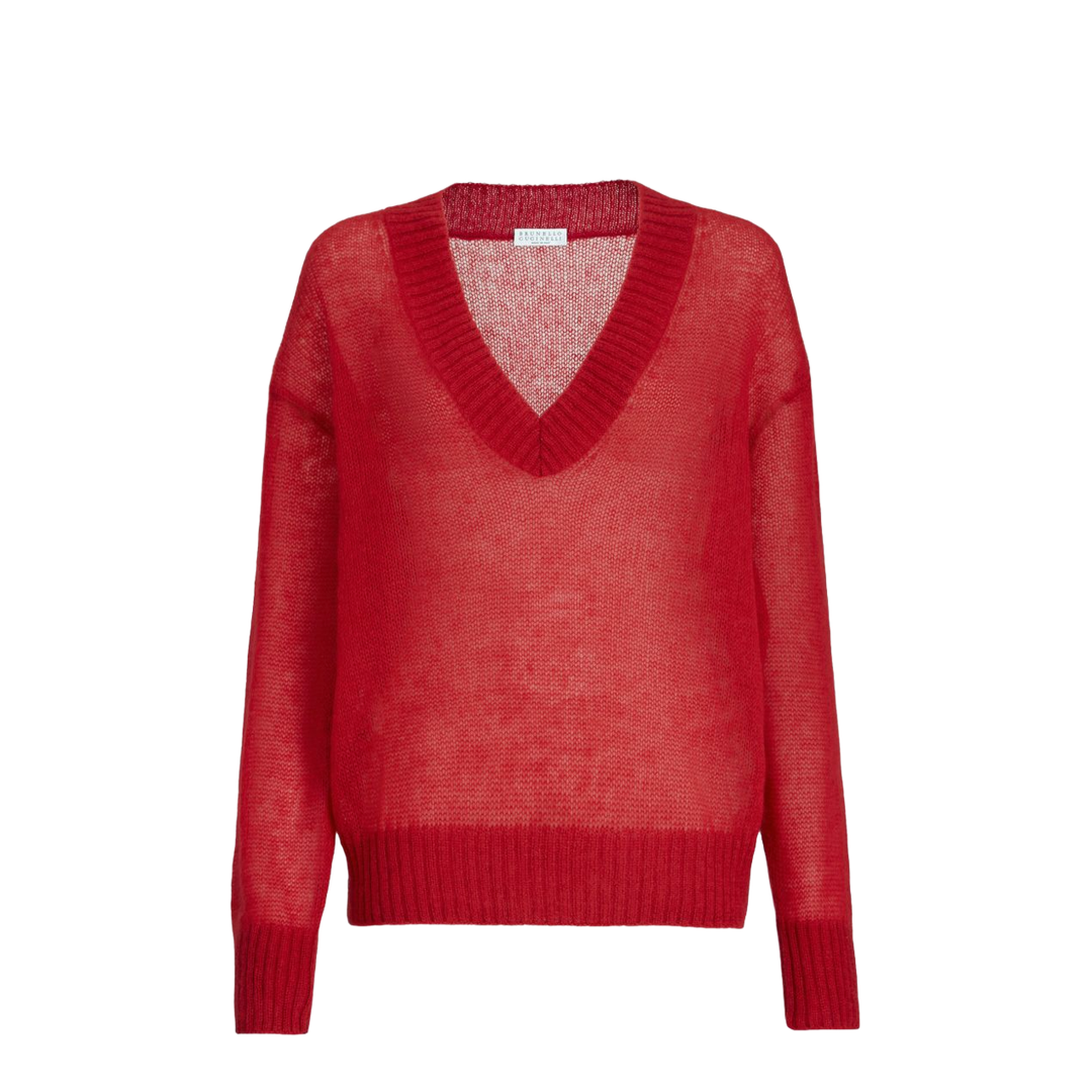 V-neck Knitted Sweater Red - Image 1