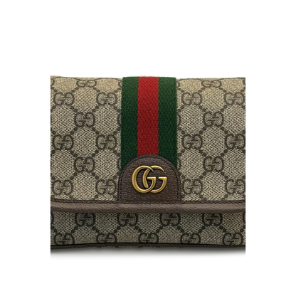 Ophidia Mini Bag Coated Fabric Crossbody - Beige/Dark Brown - Image 2