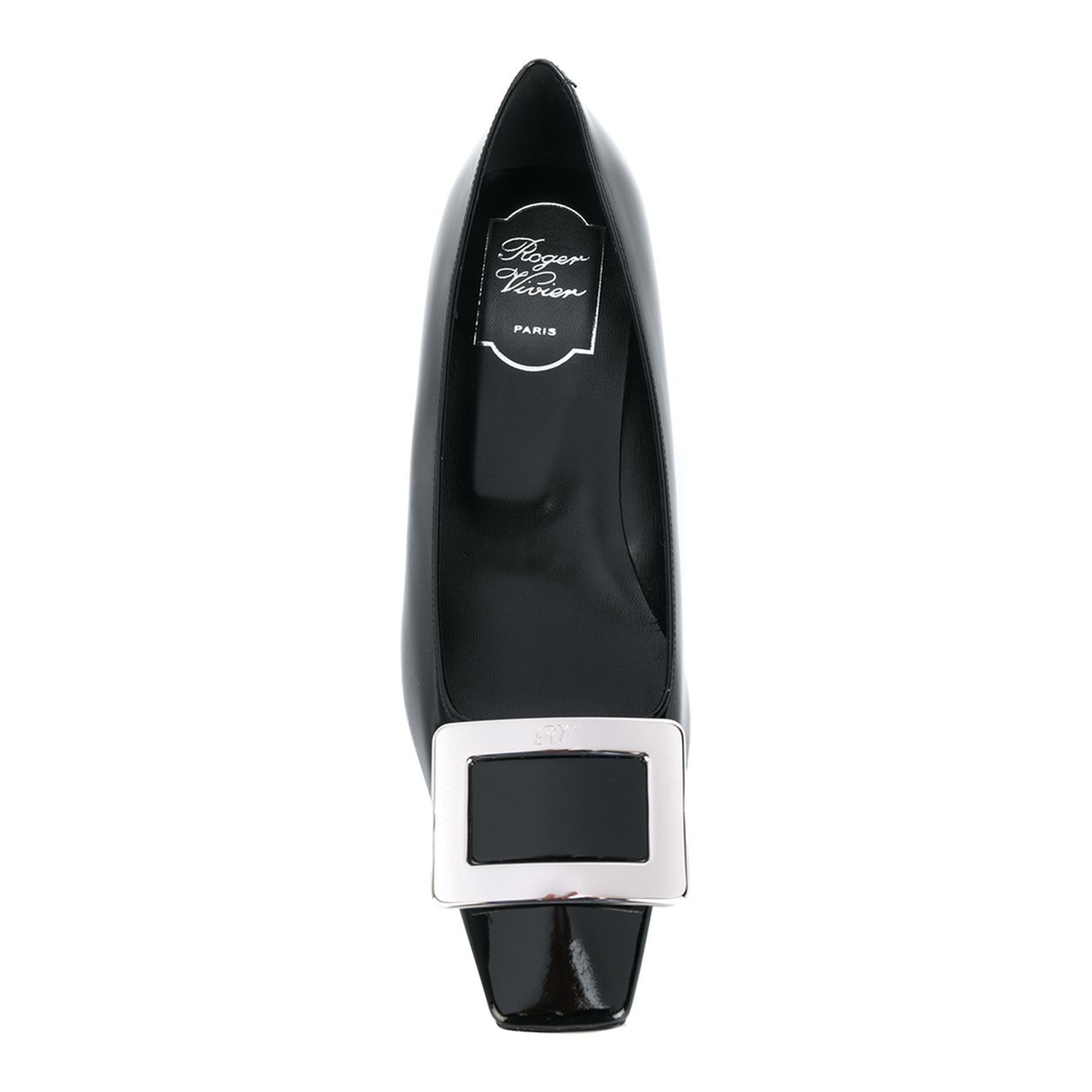 black calfskin pumps with buckle and wide heel - Image 4