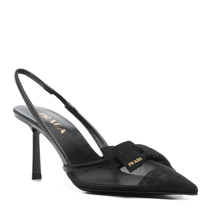 Bow Detail Mesh Slingback Pumps - Image 2