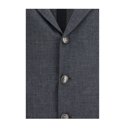 Deconstructed Jacket in Flame-Textured Wool, Silk, and Linen - Image 3