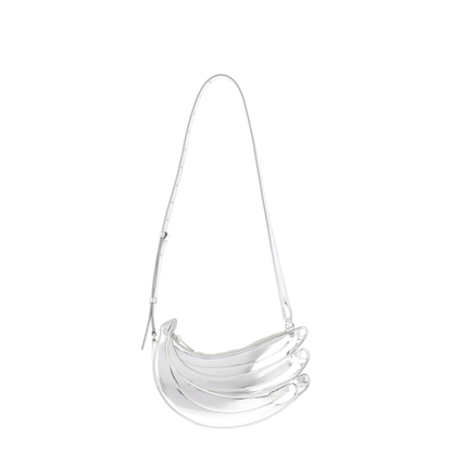 Banana Bag Leather Shoulder Bag - Silver - Image 1