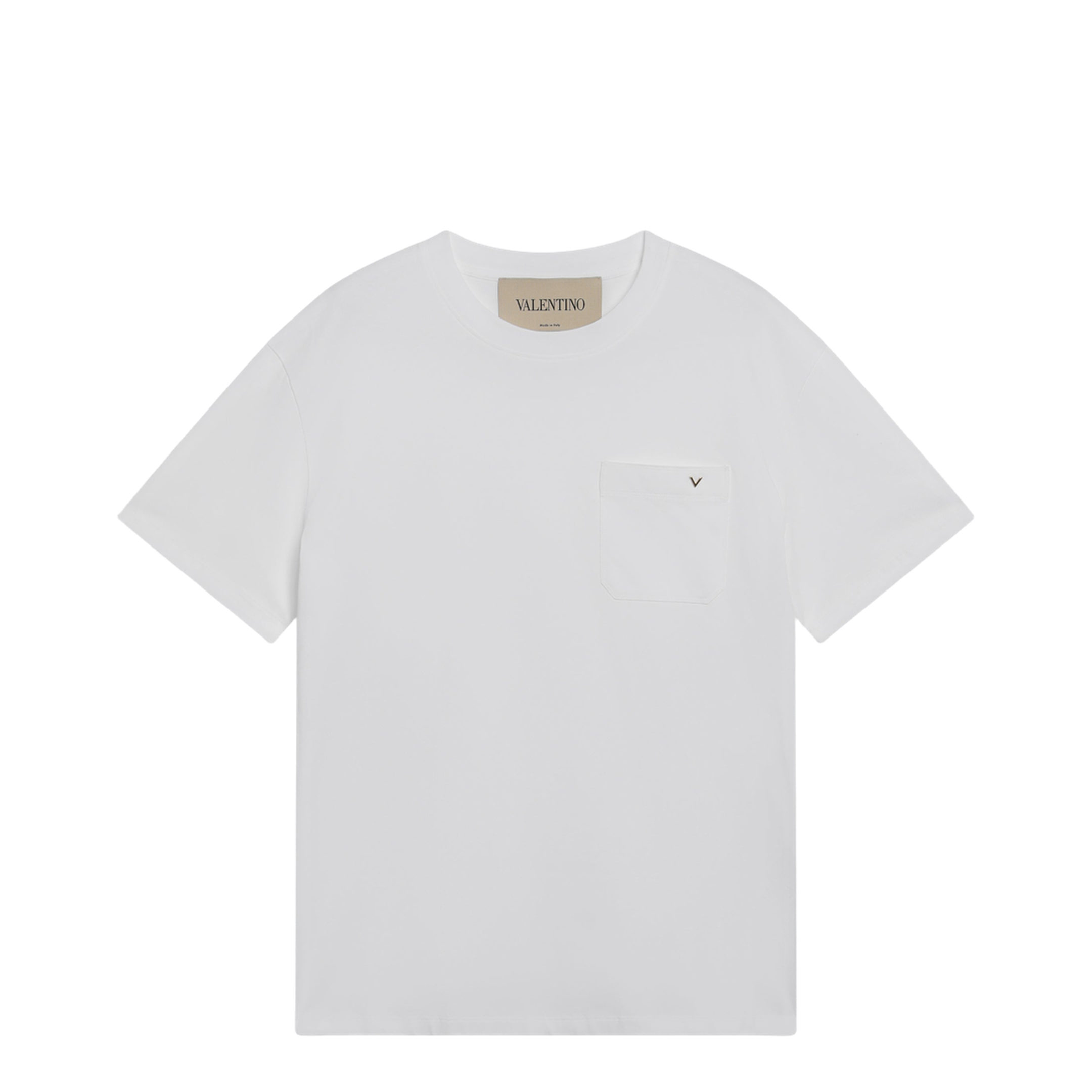 White Cotton T-Shirt With Vgold - Image 1