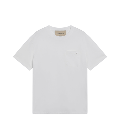 White Cotton T-Shirt With Vgold - Image 1