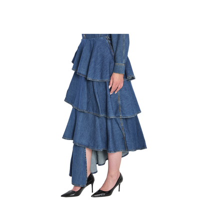 Spiral Maxi Skirt in Denim - Image 2