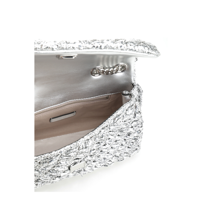 Kira Woven Shoulder Bag Silver - Image 4