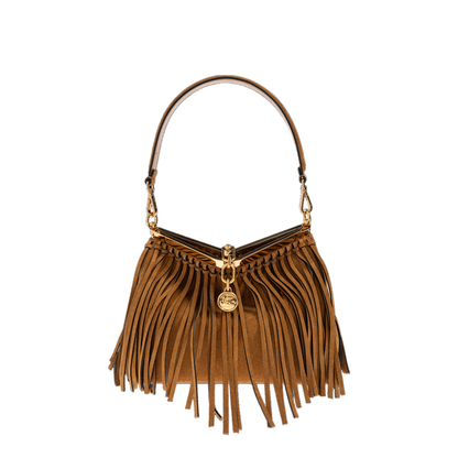 Medium Suede Vela Bag with Fringing - Image 2
