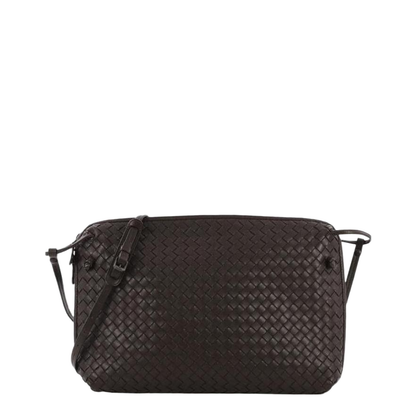 Intrecciato Leather Crossbody Bags - Brown - Image 1