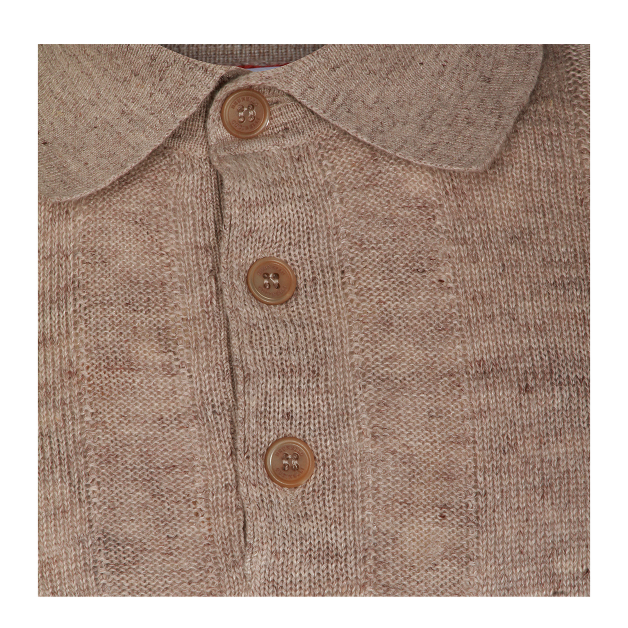 Ribbed Button Polo Shirt Brown - Image 8