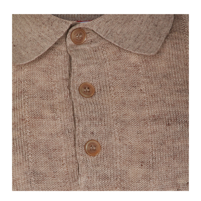 Ribbed Button Polo Shirt Brown - Image 8