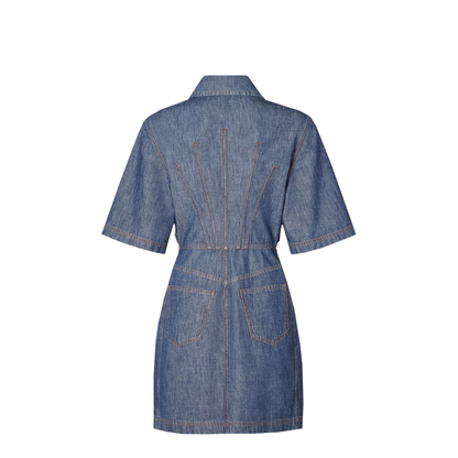 Navy Blue Chambray Dress - Image 2
