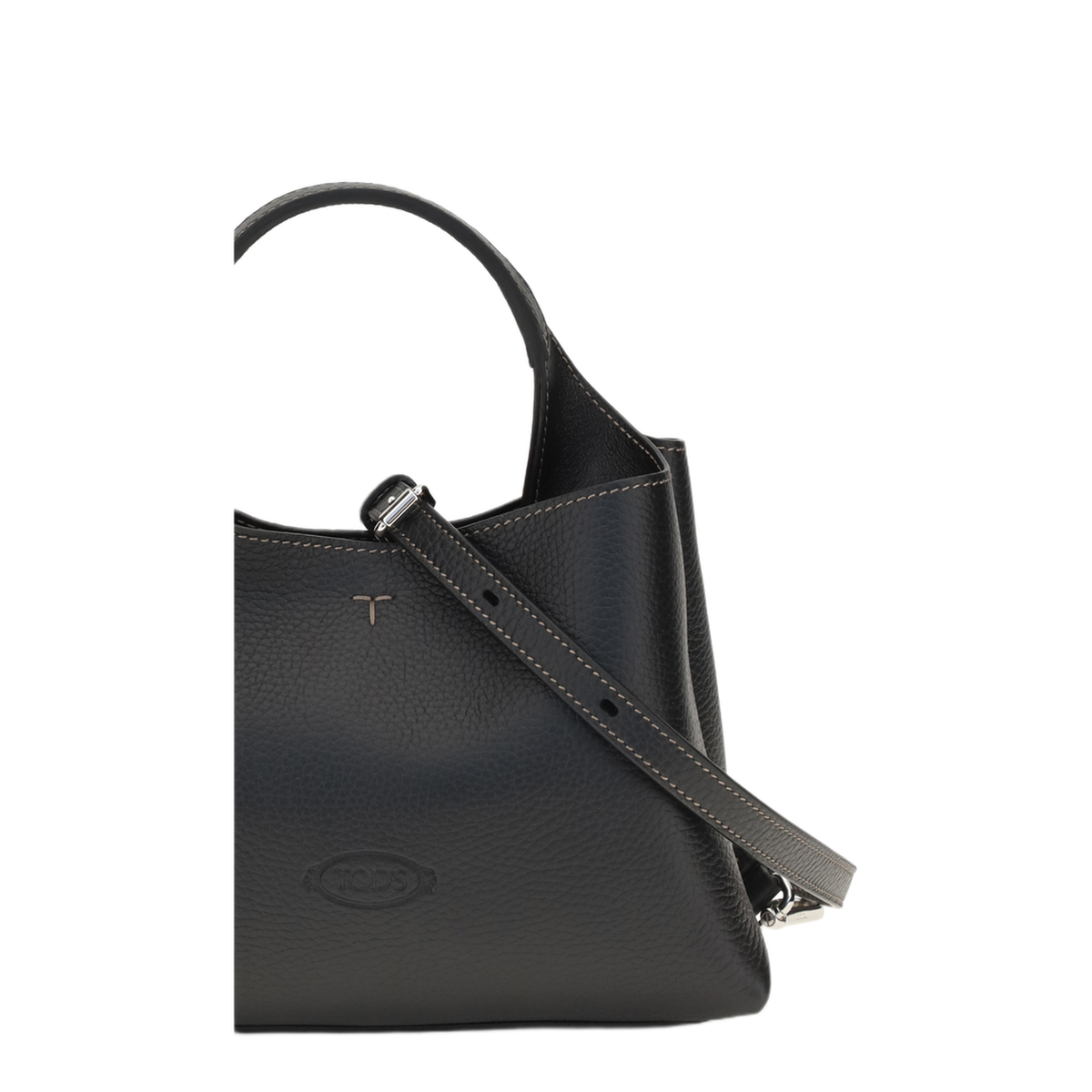 T Timeless Micro Hammered Leather Handbag - Black - Image 4