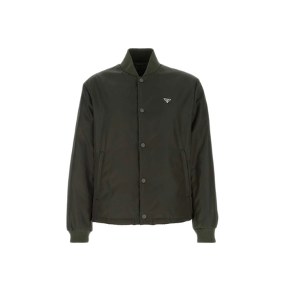 Bottle Green Nylon Bomber Jacket - Image 1