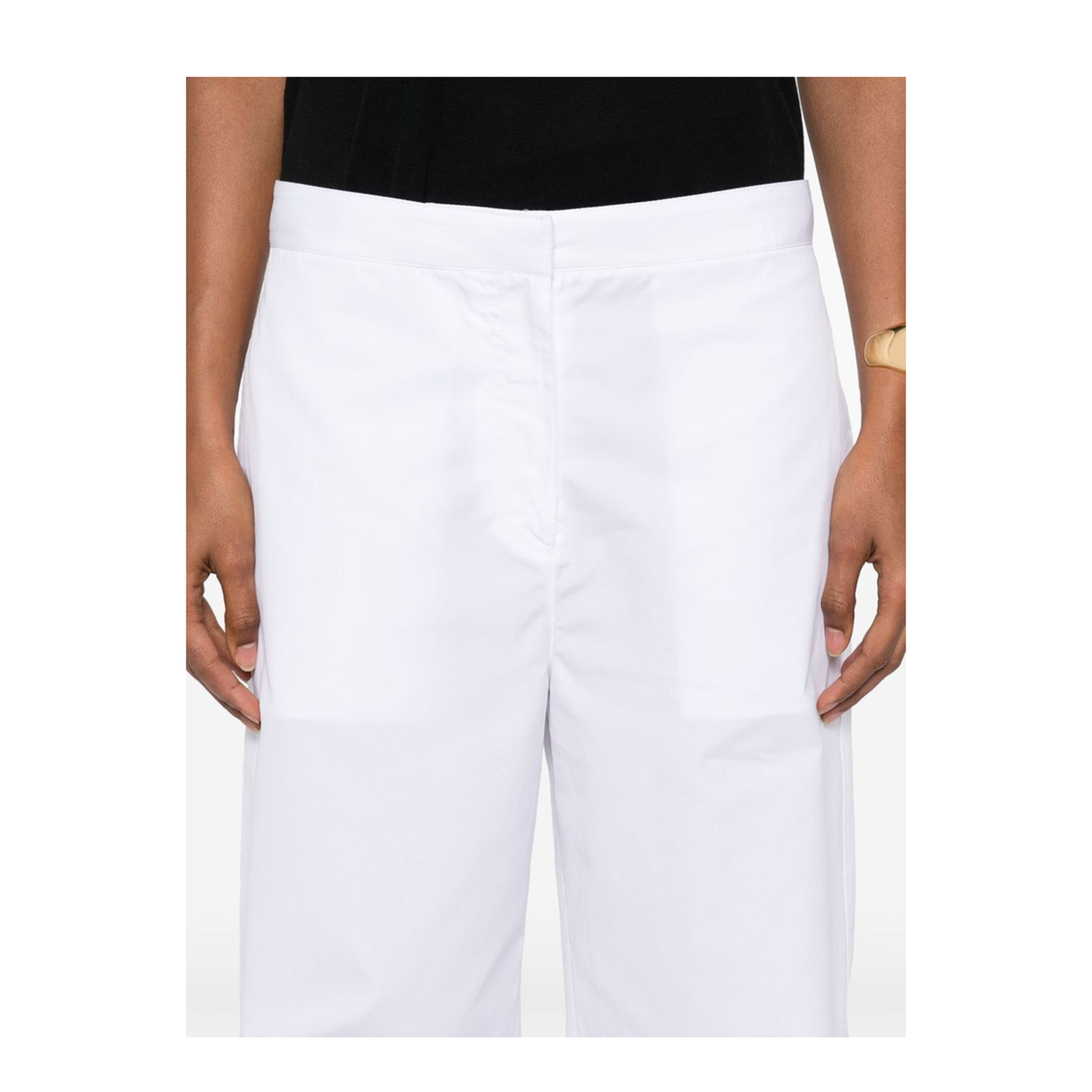 White Pants with Two Rear Patch Pockets in Cotton - Image 2