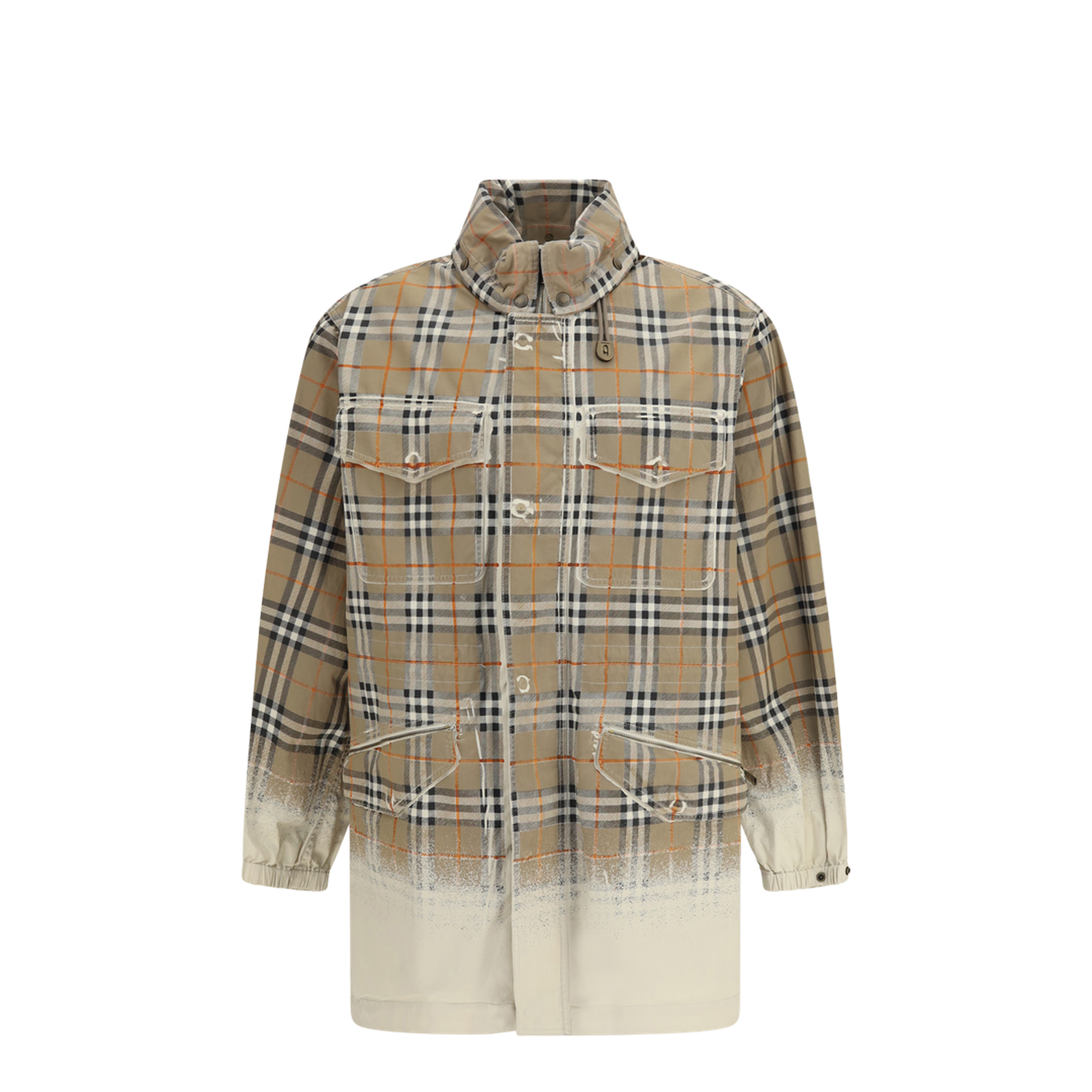 Gabardine Parka with Faded Check Print - Image 1