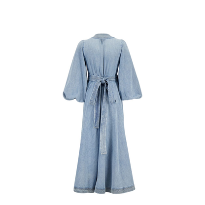 Indra Denim Wrap Midi Dress - Image 2